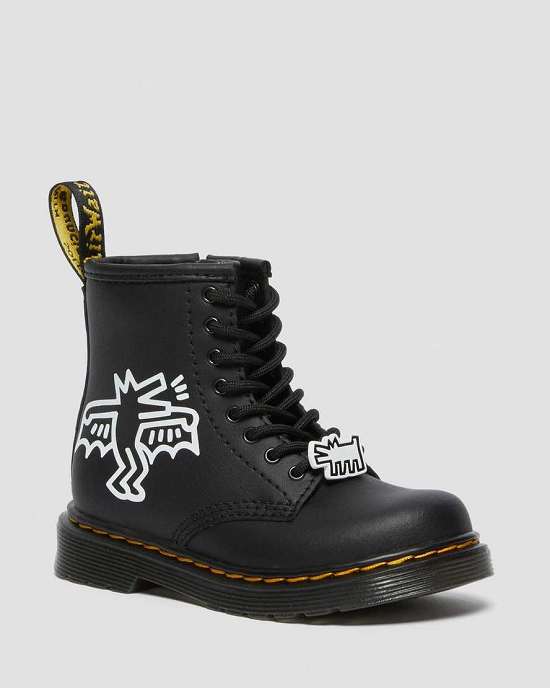 Botas Dr. Martens 1460 Keith Haring Niña Negros/Blancos MX-75069